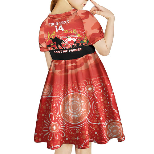 Custom Swans Football ANZAC Kid Short Sleeve Dress Gallipoli Camouflage With Poppies