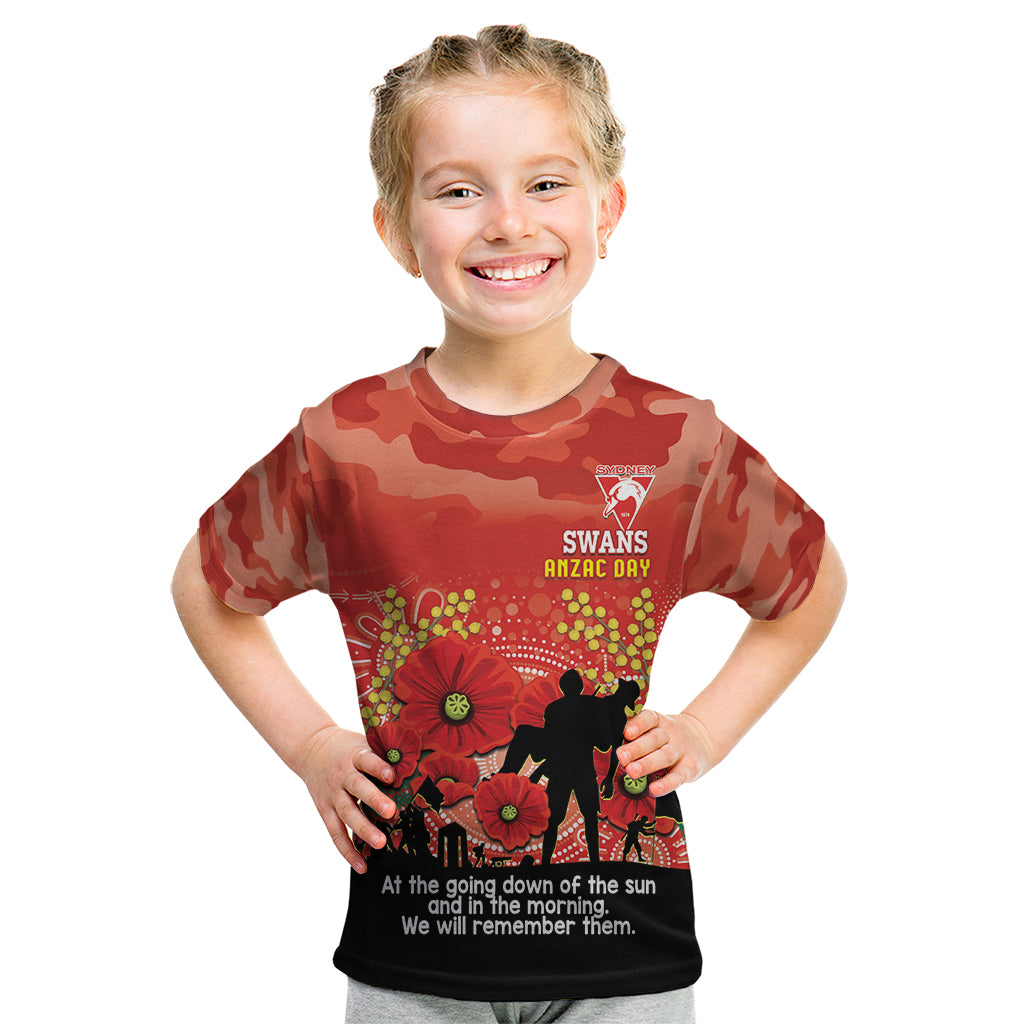 Custom Swans Football ANZAC Kid T Shirt Gallipoli Camouflage With Poppies