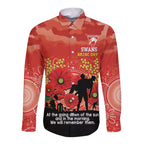 Custom Swans Football ANZAC Long Sleeve Button Shirt Gallipoli Camouflage With Poppies