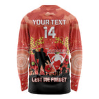 Custom Swans Football ANZAC Long Sleeve Shirt Gallipoli Camouflage With Poppies