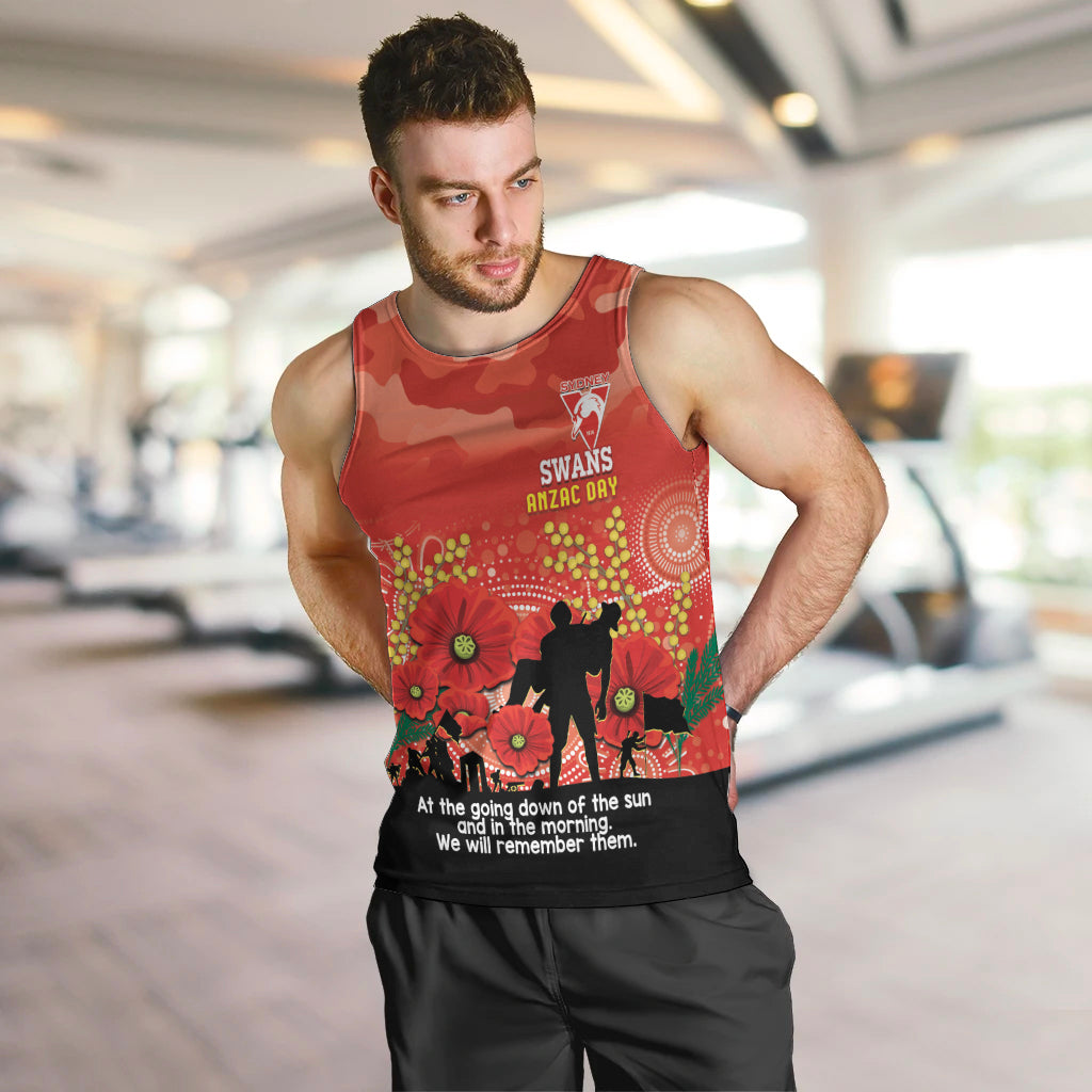 Custom Swans Football ANZAC Men Tank Top Gallipoli Camouflage With Poppies