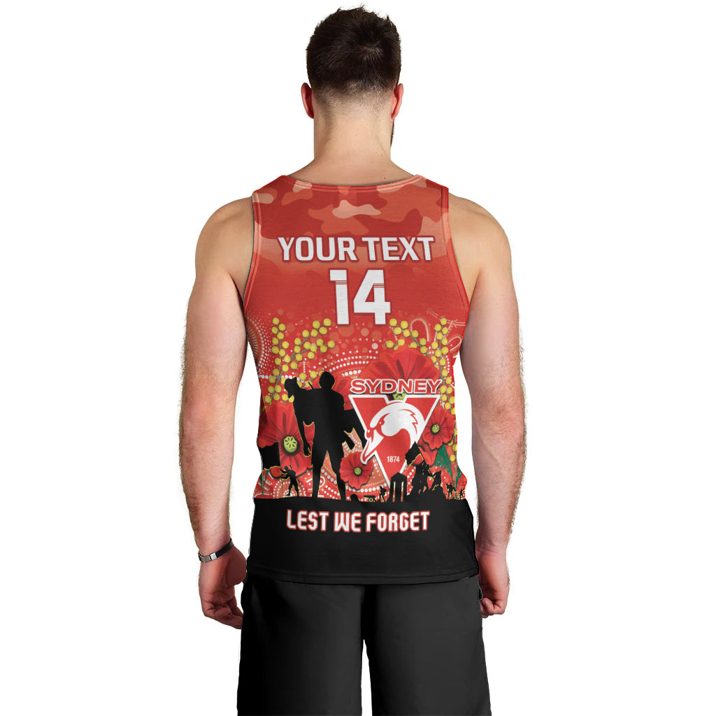 Custom Swans Football ANZAC Men Tank Top Gallipoli Camouflage With Poppies