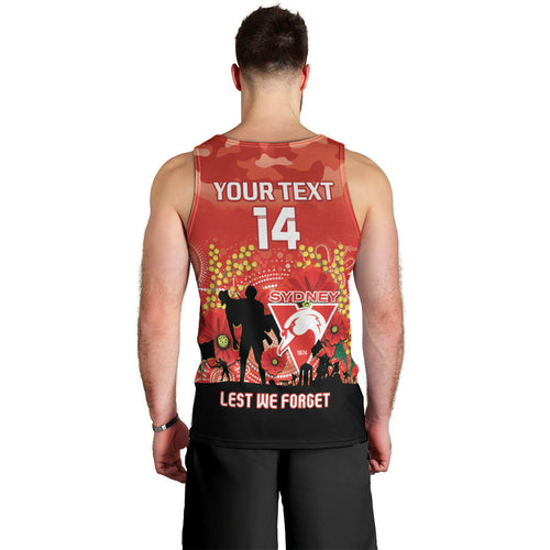 Custom Swans Football ANZAC Men Tank Top Gallipoli Camouflage With Poppies