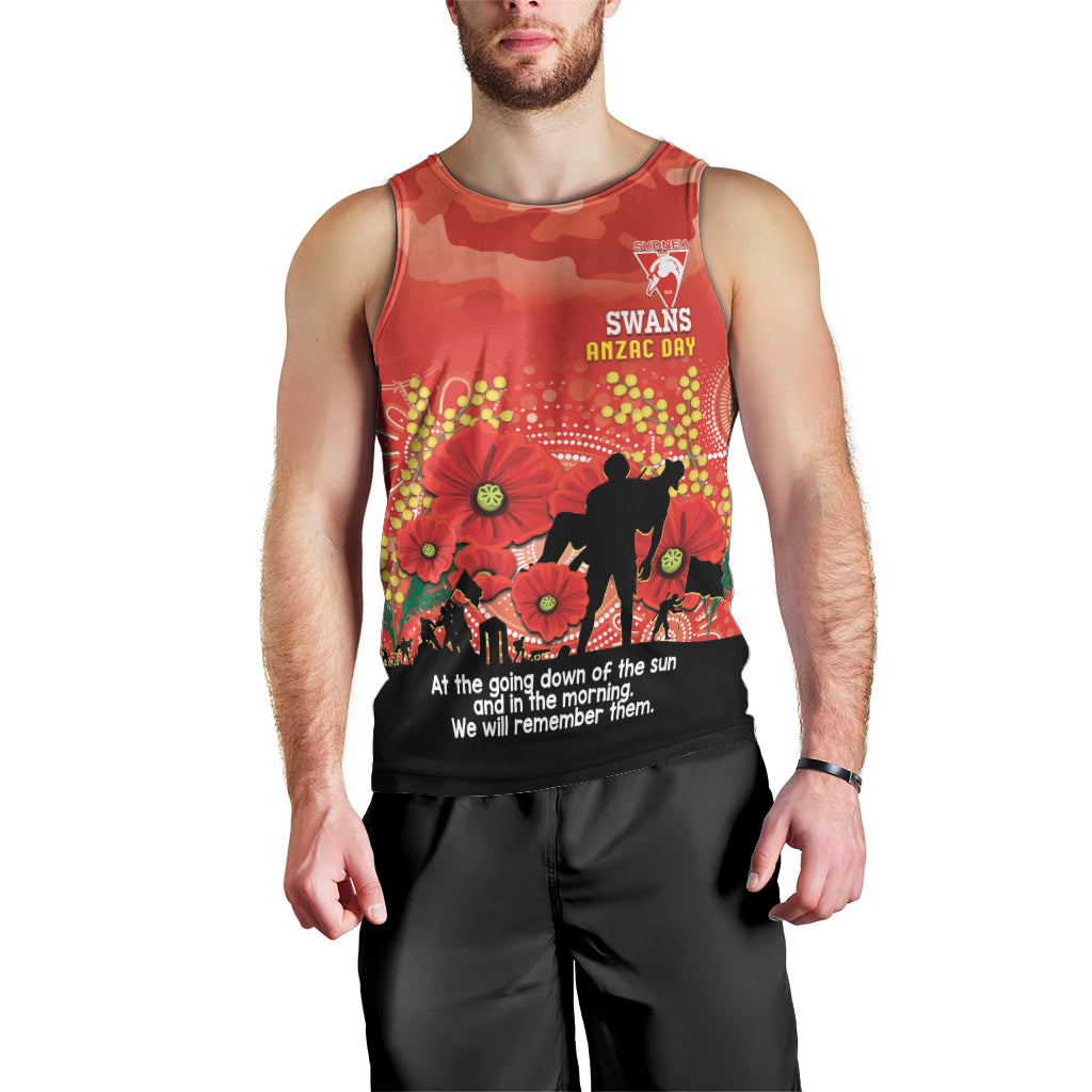 Custom Swans Football ANZAC Men Tank Top Gallipoli Camouflage With Poppies