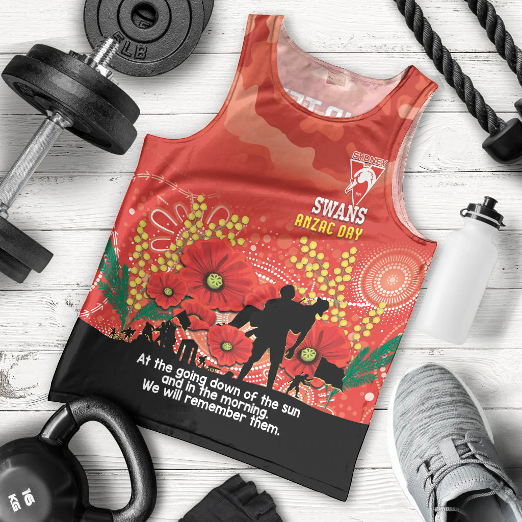 Custom Swans Football ANZAC Men Tank Top Gallipoli Camouflage With Poppies