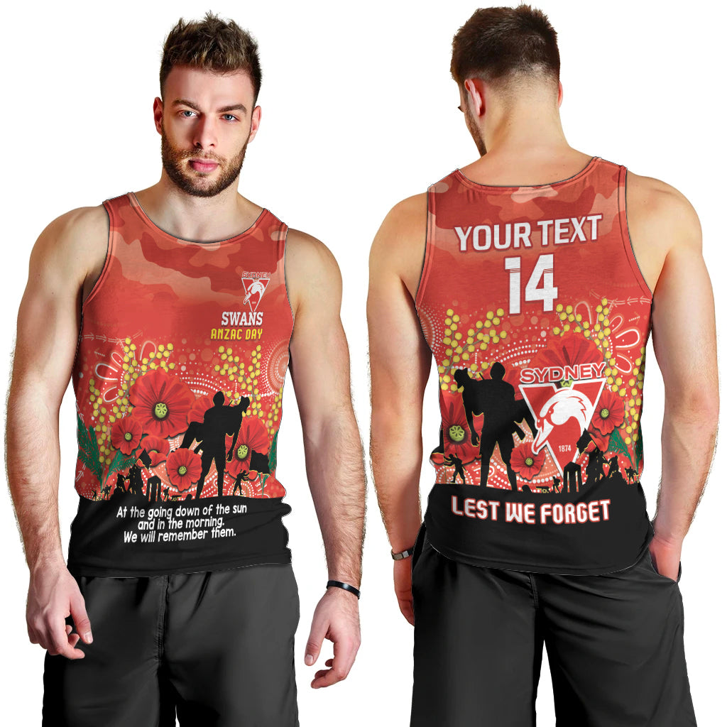 Custom Swans Football ANZAC Men Tank Top Gallipoli Camouflage With Poppies