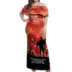 Custom Swans Football ANZAC Off Shoulder Maxi Dress Gallipoli Camouflage With Poppies