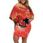 Custom Swans Football ANZAC Off Shoulder Short Dress Gallipoli Camouflage With Poppies