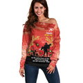 Custom Swans Football ANZAC Off Shoulder Sweater Gallipoli Camouflage With Poppies
