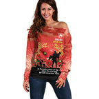 Custom Swans Football ANZAC Off Shoulder Sweater Gallipoli Camouflage With Poppies