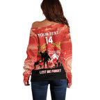 Custom Swans Football ANZAC Off Shoulder Sweater Gallipoli Camouflage With Poppies