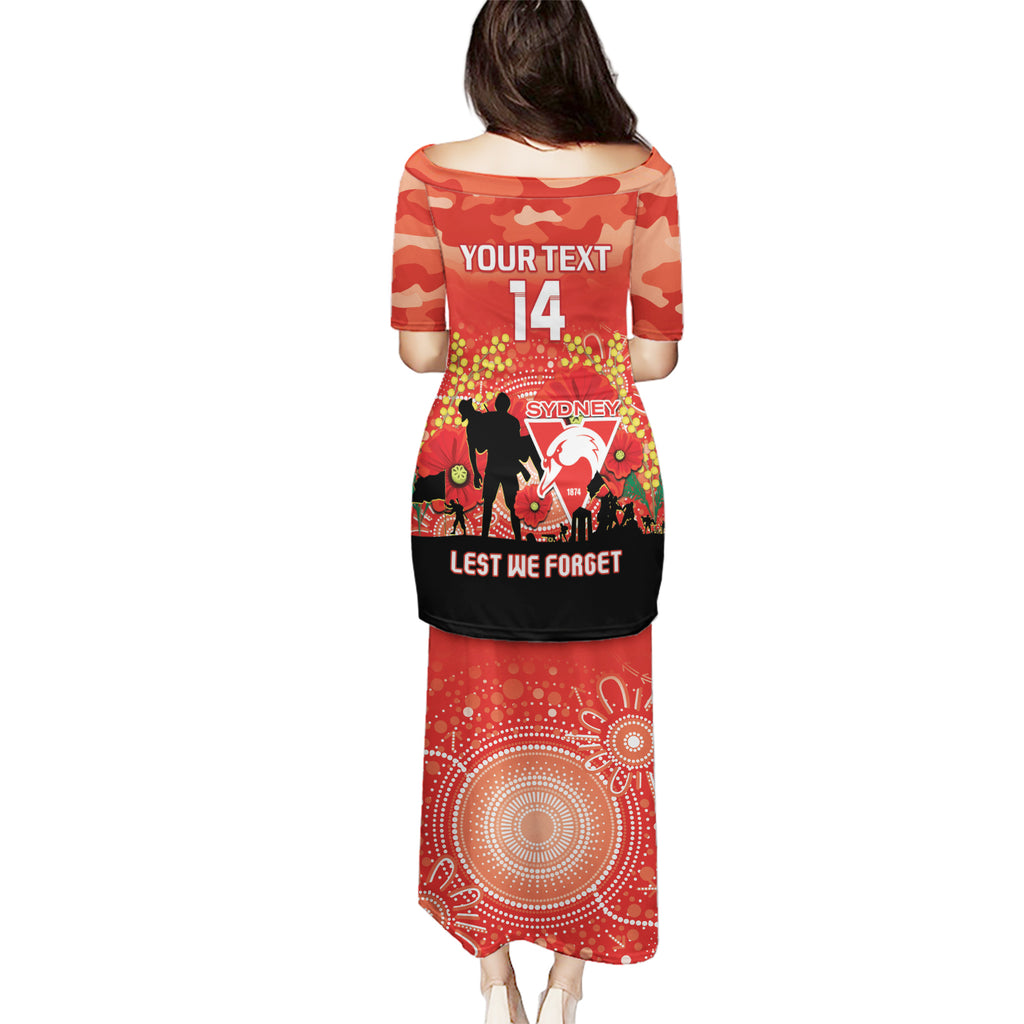 Custom Swans Football ANZAC Puletasi Gallipoli Camouflage With Poppies