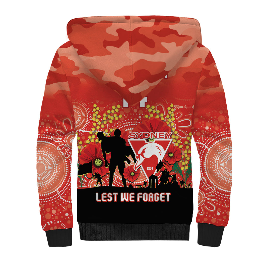 Custom Swans Football ANZAC Sherpa Hoodie Gallipoli Camouflage With Poppies
