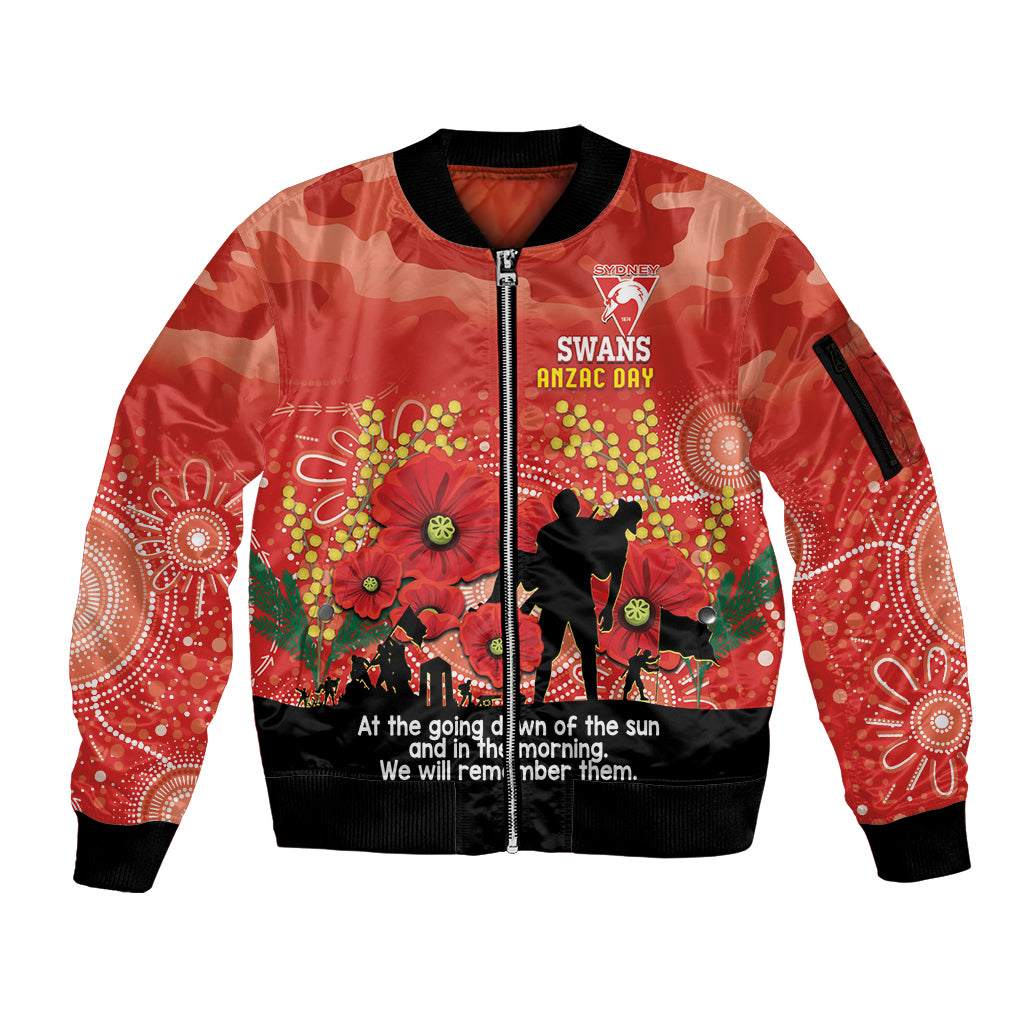 Custom Swans Football ANZAC Sleeve Zip Bomber Jacket Gallipoli Camouflage With Poppies