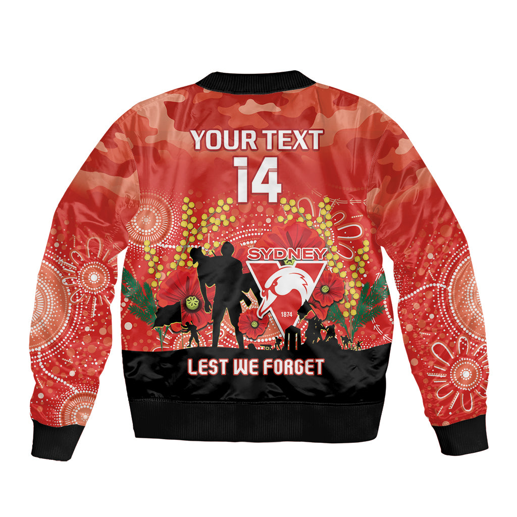 Custom Swans Football ANZAC Sleeve Zip Bomber Jacket Gallipoli Camouflage With Poppies