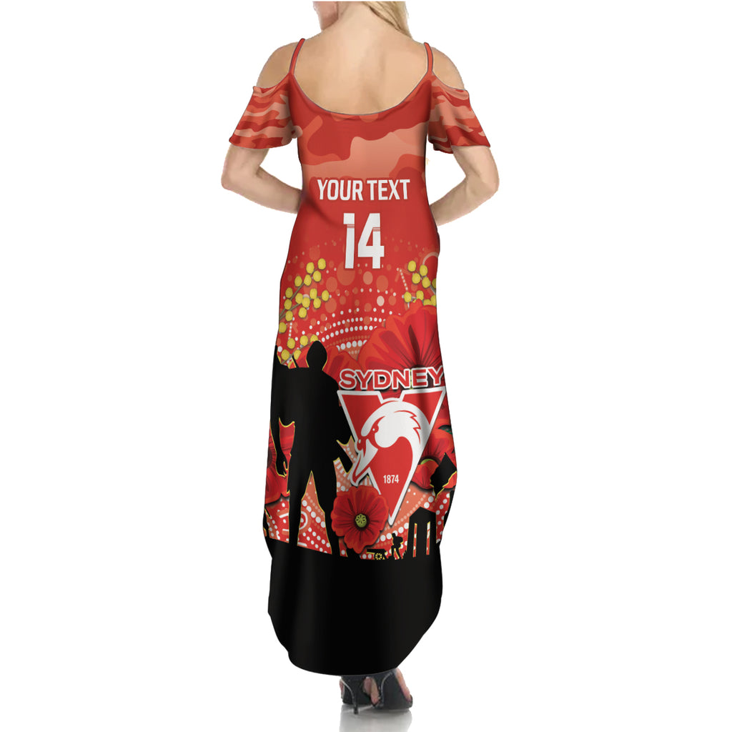 Custom Swans Football ANZAC Summer Maxi Dress Gallipoli Camouflage With Poppies