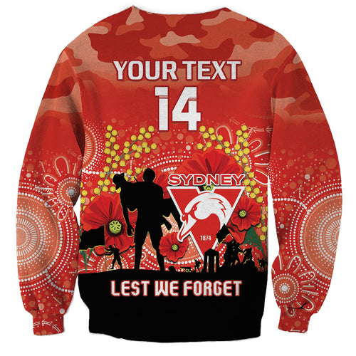 Custom Swans Football ANZAC Sweatshirt Gallipoli Camouflage With Poppies