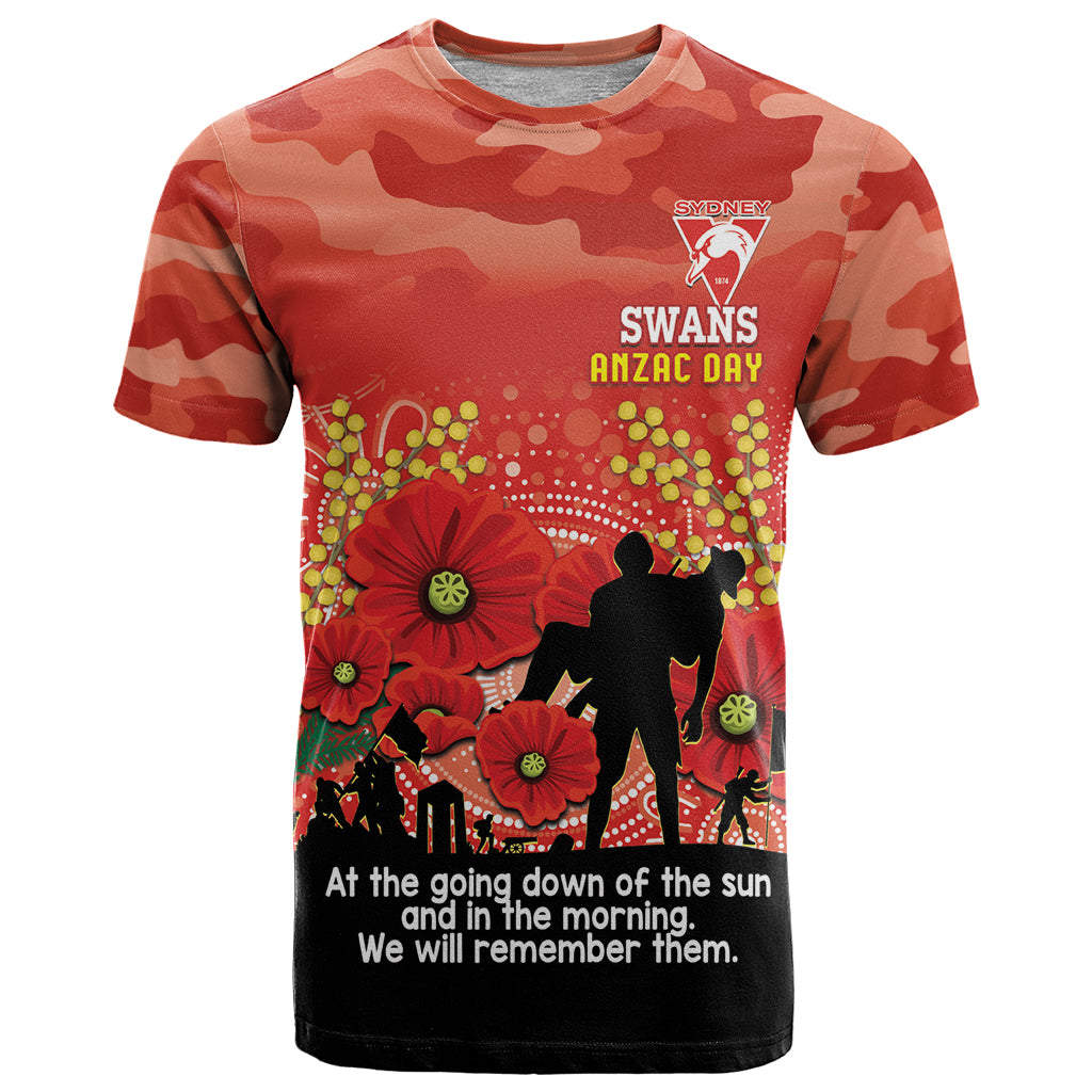 Custom Swans Football ANZAC T Shirt Gallipoli Camouflage With Poppies