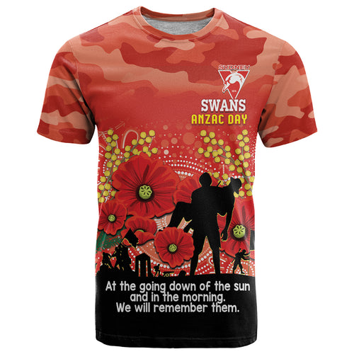 Custom Swans Football ANZAC T Shirt Gallipoli Camouflage With Poppies
