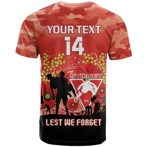 Custom Swans Football ANZAC T Shirt Gallipoli Camouflage With Poppies