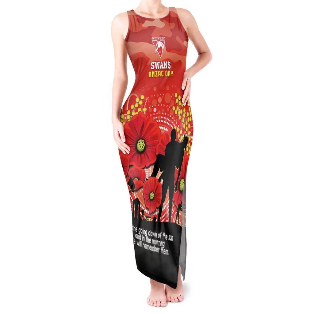 Custom Swans Football ANZAC Tank Maxi Dress Gallipoli Camouflage With Poppies
