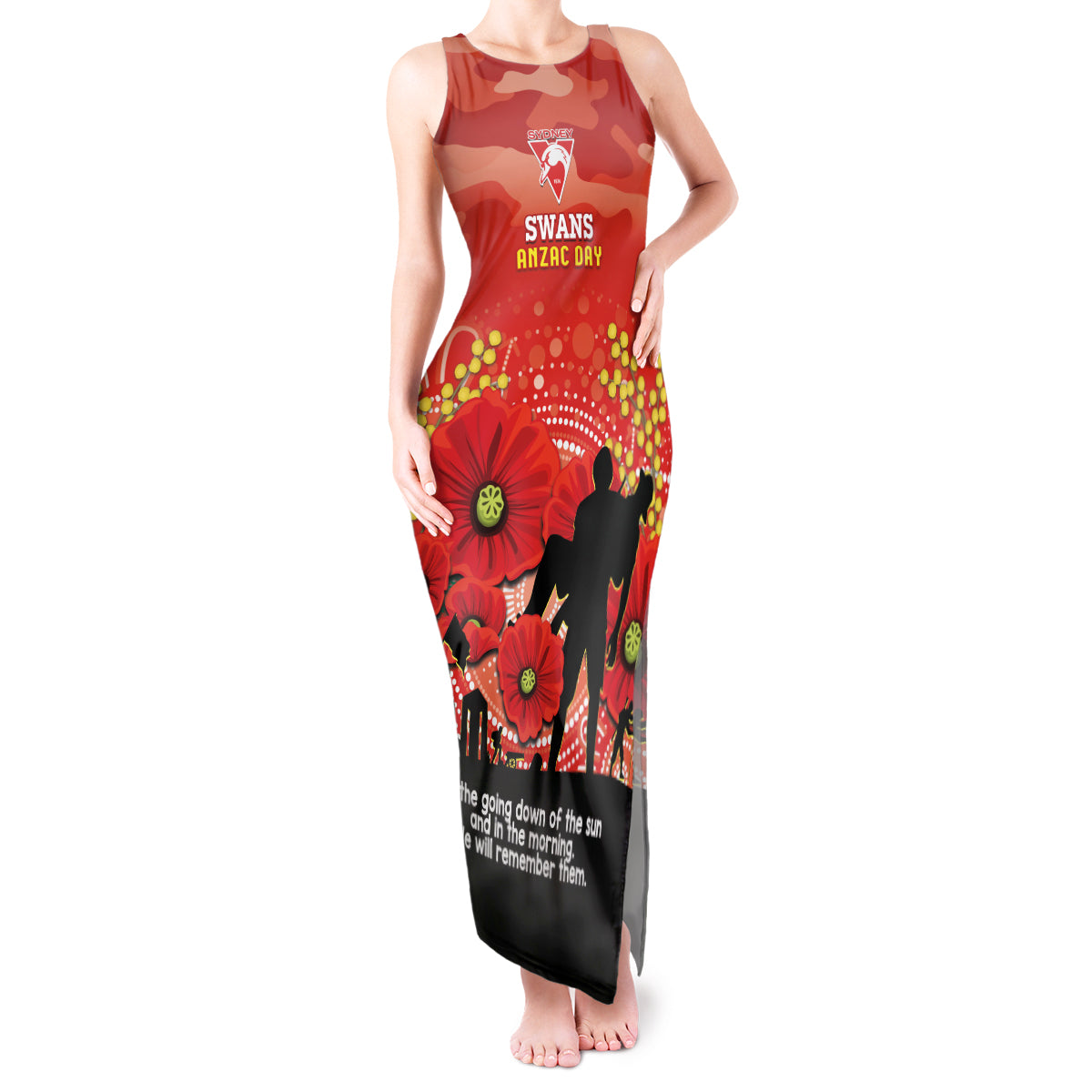 Custom Swans Football ANZAC Tank Maxi Dress Gallipoli Camouflage With Poppies