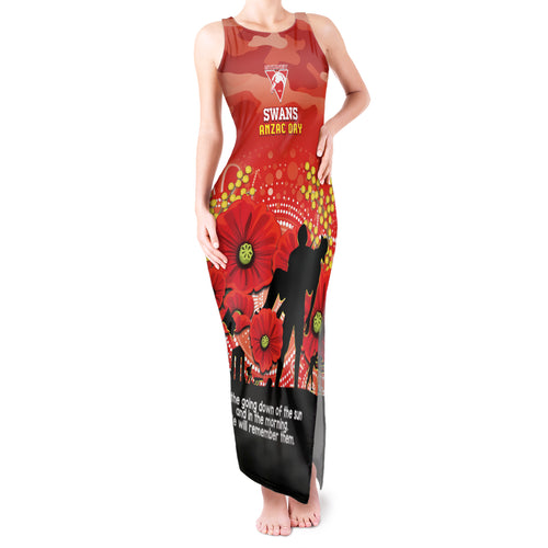 Custom Swans Football ANZAC Tank Maxi Dress Gallipoli Camouflage With Poppies