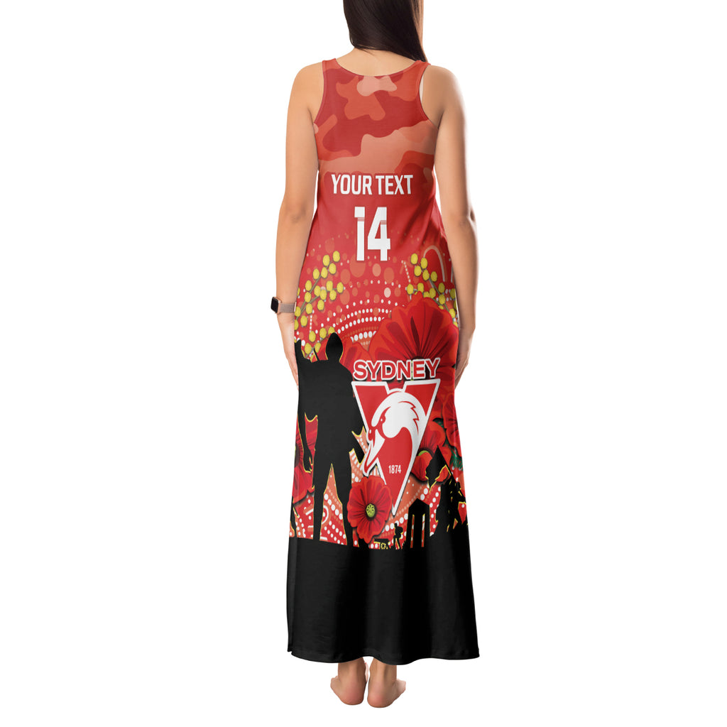 Custom Swans Football ANZAC Tank Maxi Dress Gallipoli Camouflage With Poppies