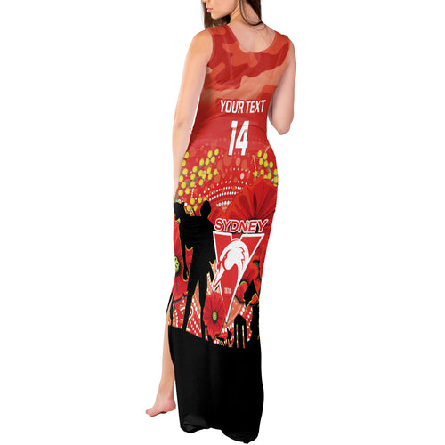 Custom Swans Football ANZAC Tank Maxi Dress Gallipoli Camouflage With Poppies