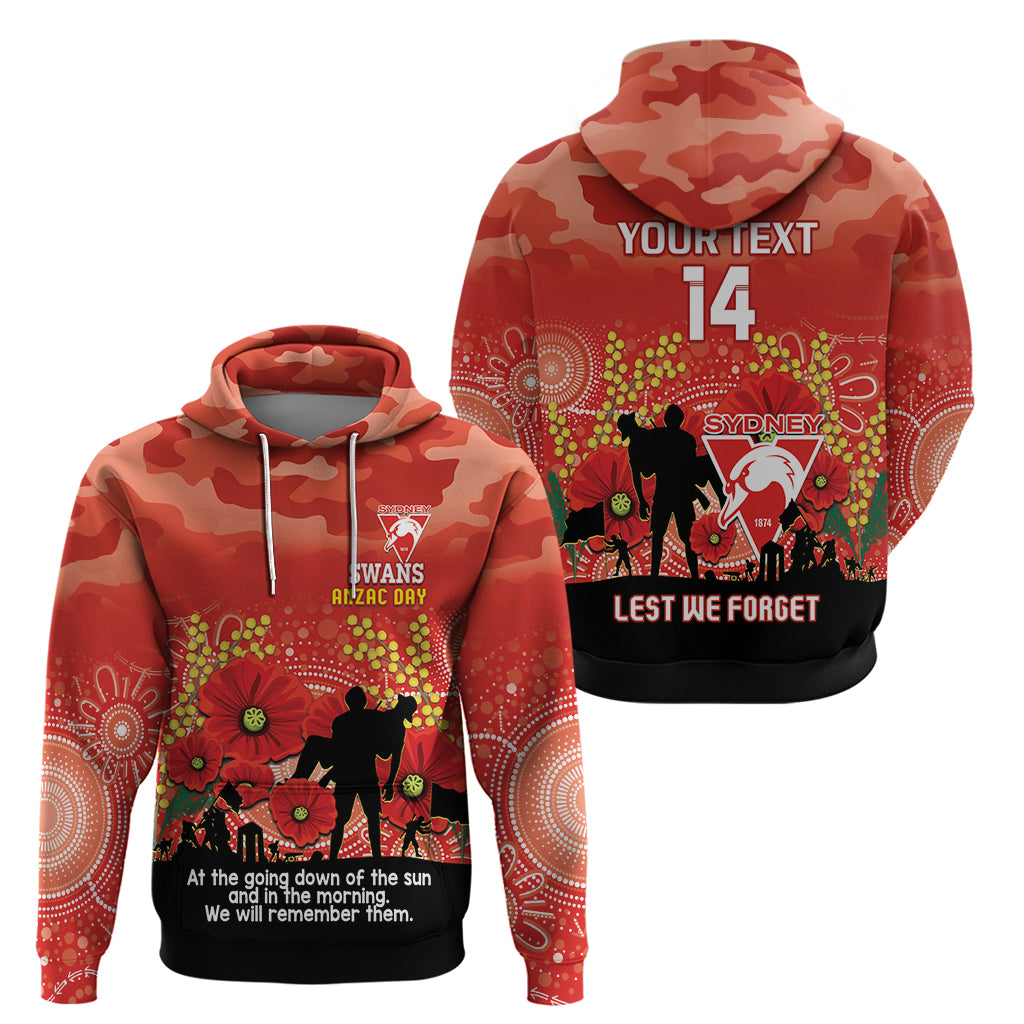 Custom Swans Football ANZAC Zip Hoodie Gallipoli Camouflage With Poppies