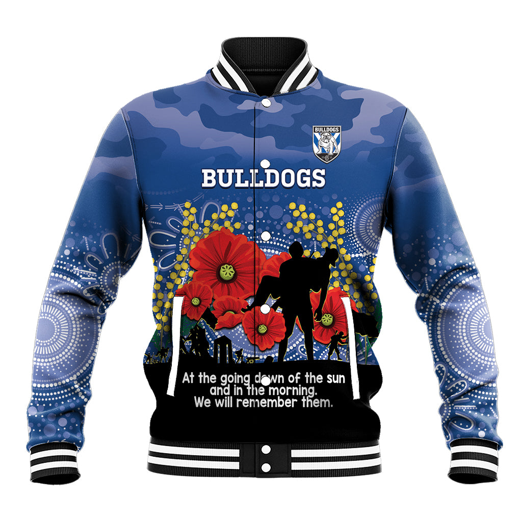 Custom Bulldogs Football ANZAC Baseball Jacket Gallipoli Camouflage With Poppies