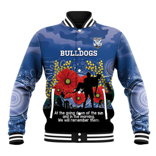 Custom Bulldogs Football ANZAC Baseball Jacket Gallipoli Camouflage With Poppies