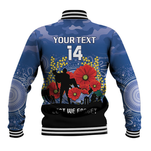 Custom Bulldogs Football ANZAC Baseball Jacket Gallipoli Camouflage With Poppies
