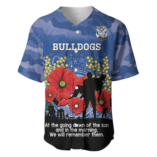 Custom Bulldogs Football ANZAC Baseball Jersey Gallipoli Camouflage With Poppies