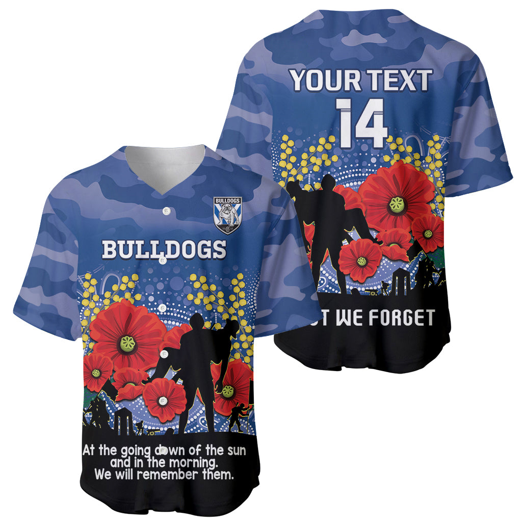 Custom Bulldogs Football ANZAC Baseball Jersey Gallipoli Camouflage With Poppies