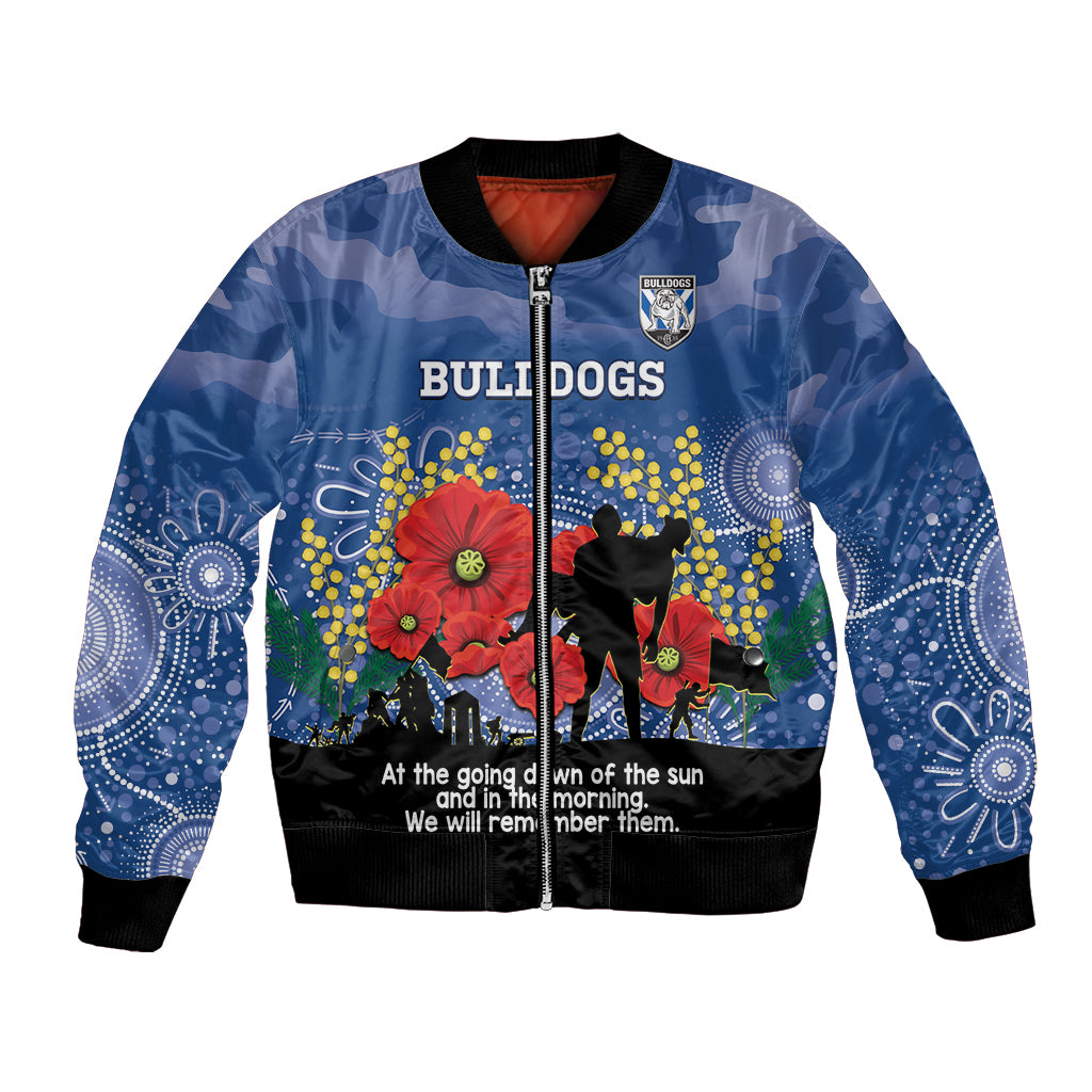 Custom Bulldogs Football ANZAC Bomber Jacket Gallipoli Camouflage With Poppies