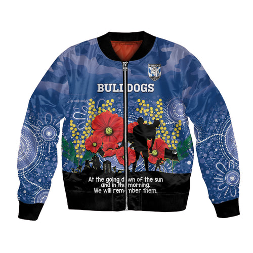 Custom Bulldogs Football ANZAC Bomber Jacket Gallipoli Camouflage With Poppies