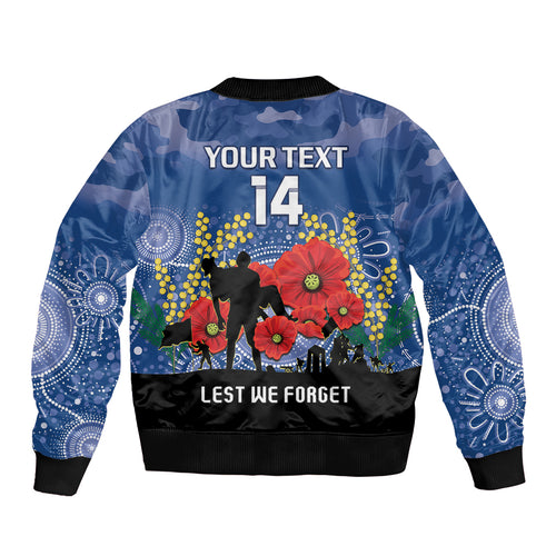 Custom Bulldogs Football ANZAC Bomber Jacket Gallipoli Camouflage With Poppies