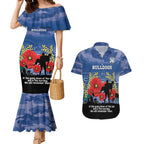 Custom Bulldogs Football ANZAC Couples Matching Mermaid Dress and Hawaiian Shirt Gallipoli Camouflage With Poppies