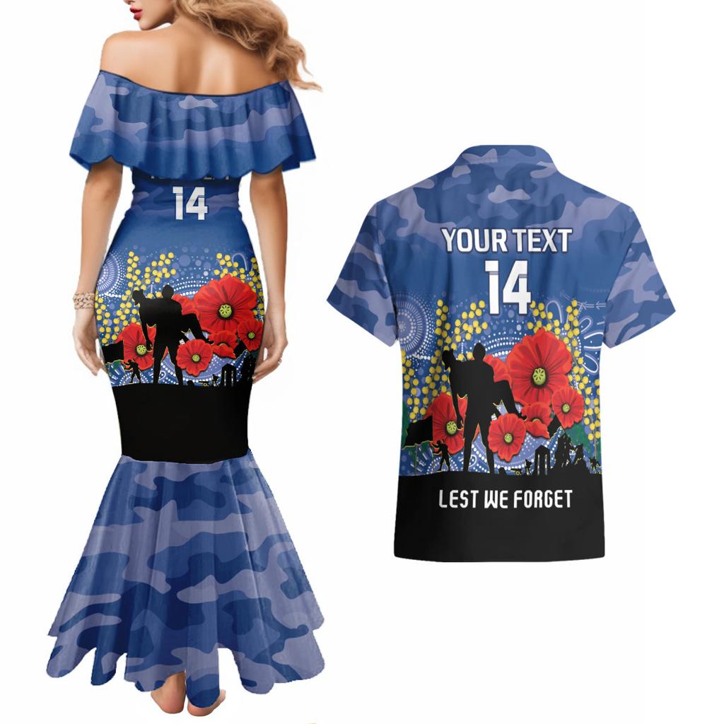 Custom Bulldogs Football ANZAC Couples Matching Mermaid Dress and Hawaiian Shirt Gallipoli Camouflage With Poppies