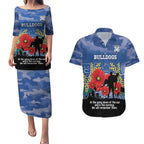 Custom Bulldogs Football ANZAC Couples Matching Puletasi and Hawaiian Shirt Gallipoli Camouflage With Poppies