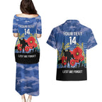 Custom Bulldogs Football ANZAC Couples Matching Puletasi and Hawaiian Shirt Gallipoli Camouflage With Poppies