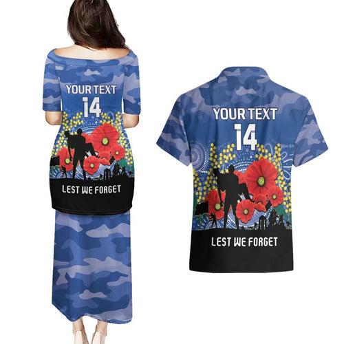 Custom Bulldogs Football ANZAC Couples Matching Puletasi and Hawaiian Shirt Gallipoli Camouflage With Poppies