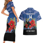 Custom Bulldogs Football ANZAC Couples Matching Short Sleeve Bodycon Dress and Hawaiian Shirt Gallipoli Camouflage With Poppies