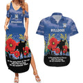 Custom Bulldogs Football ANZAC Couples Matching Summer Maxi Dress and Hawaiian Shirt Gallipoli Camouflage With Poppies