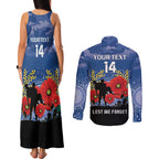 Custom Bulldogs Football ANZAC Couples Matching Tank Maxi Dress and Long Sleeve Button Shirt Gallipoli Camouflage With Poppies