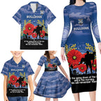 Custom Bulldogs Football ANZAC Family Matching Long Sleeve Bodycon Dress and Hawaiian Shirt Gallipoli Camouflage With Poppies