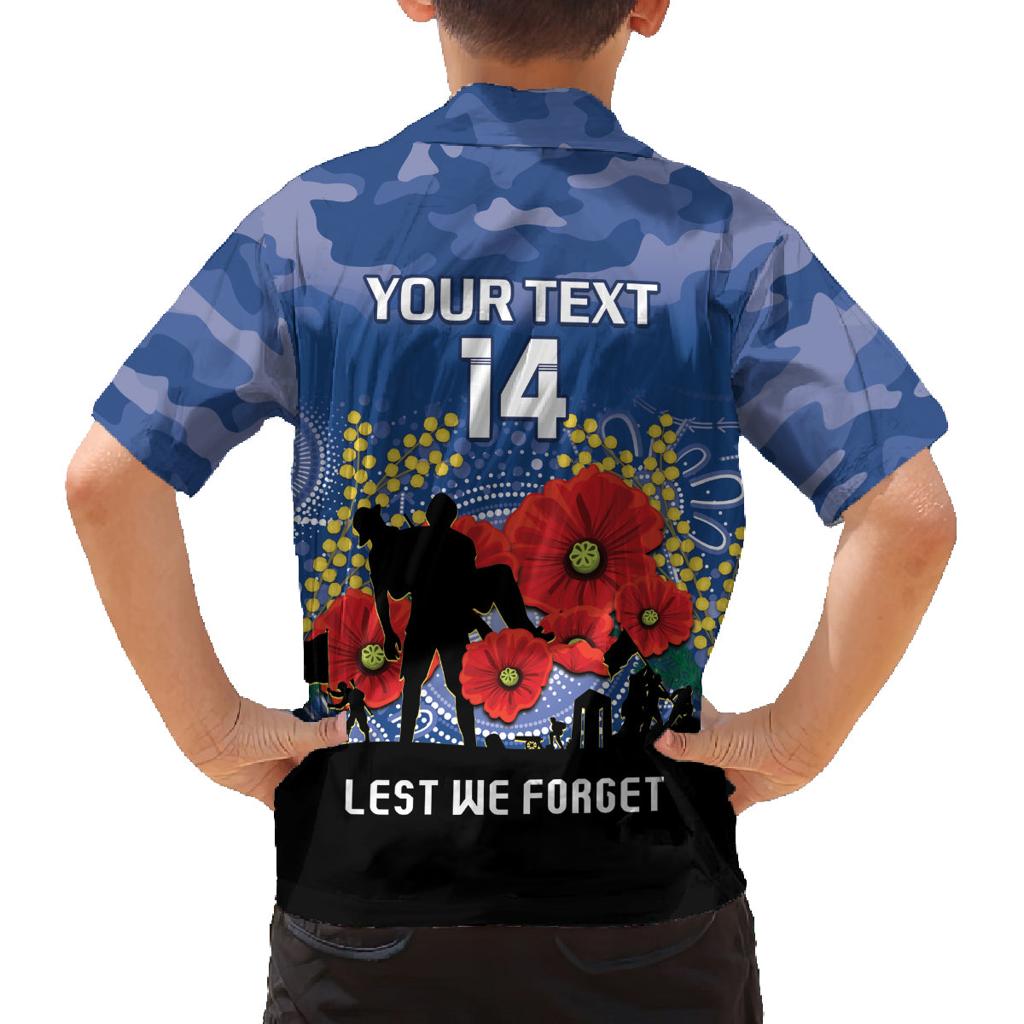 Custom Bulldogs Football ANZAC Family Matching Long Sleeve Bodycon Dress and Hawaiian Shirt Gallipoli Camouflage With Poppies