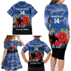 Custom Bulldogs Football ANZAC Family Matching Long Sleeve Bodycon Dress and Hawaiian Shirt Gallipoli Camouflage With Poppies