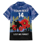 Custom Bulldogs Football ANZAC Family Matching Long Sleeve Bodycon Dress and Hawaiian Shirt Gallipoli Camouflage With Poppies